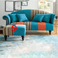 Contemporary Sewn Pillow Back Sofa Rolled Arm Settee for Living Room