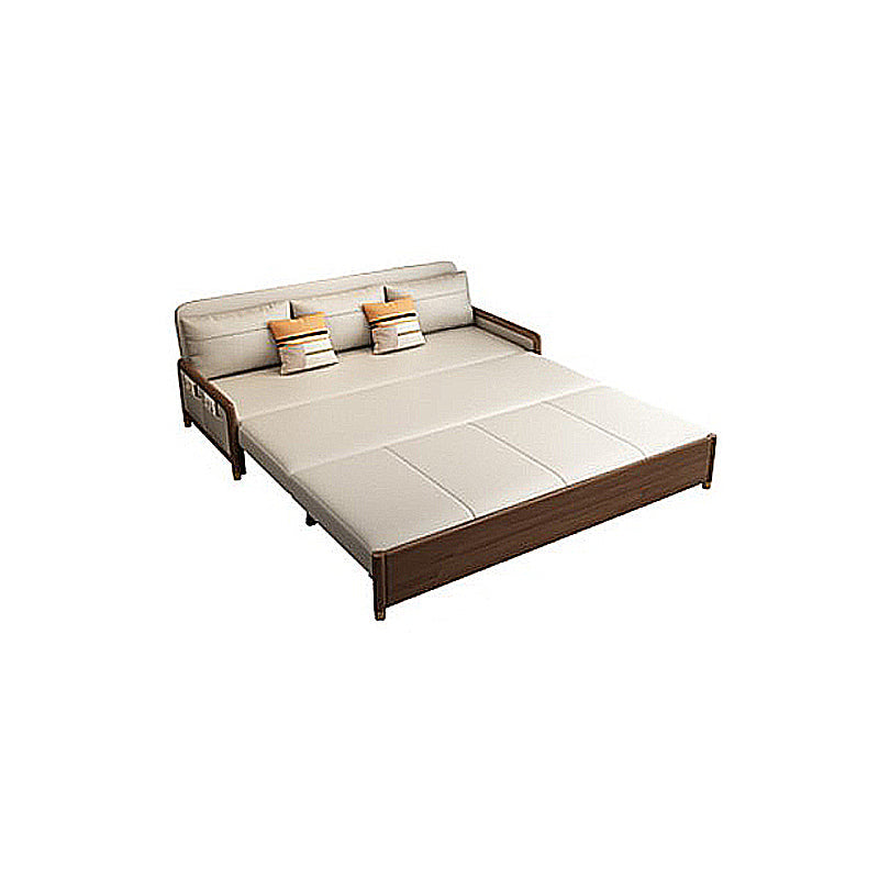 Canapé-lit beige et marron avec oreillers sièges convertibles avec rangement