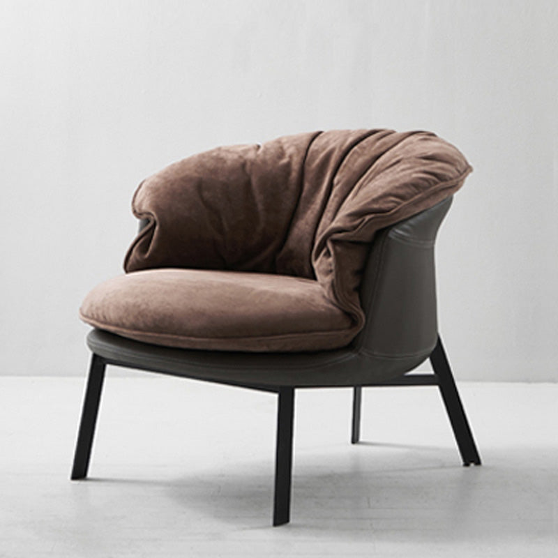 Solid Color Accent Room Chair Mid-century Living Room Lounge Chair Brown Suede 1 Piece Clearhalo 'Accent Chairs' 'accent_chairs' 'Chairs & Seating' 'furn' 'furn_accent_chairs' 'Furniture' 'Living Room Furniture' 6478952