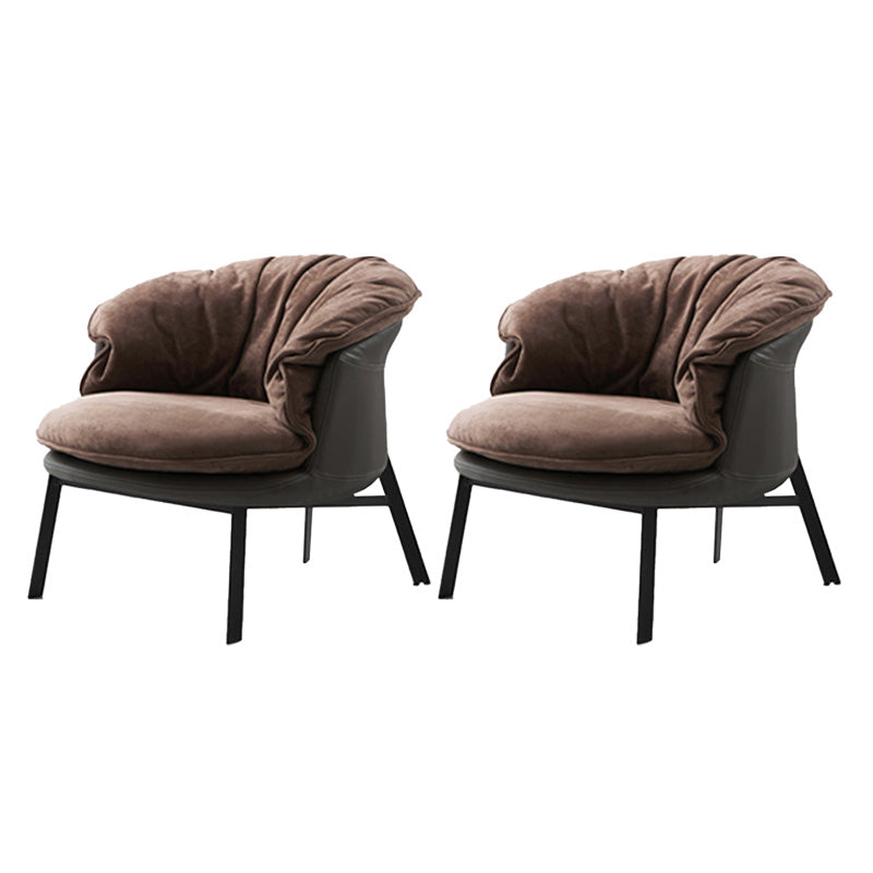 Solid Color Accent Room Chair Mid-century Living Room Lounge Chair Brown Suede 2 Piece Set Clearhalo 'Accent Chairs' 'accent_chairs' 'Chairs & Seating' 'furn' 'furn_accent_chairs' 'Furniture' 'Living Room Furniture' 6478954