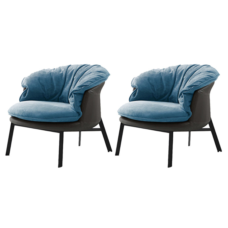 Solid Color Accent Room Chair Mid-century Living Room Lounge Chair Blue Suede 2 Piece Set Clearhalo 'Accent Chairs' 'accent_chairs' 'Chairs & Seating' 'furn' 'furn_accent_chairs' 'Furniture' 'Living Room Furniture' 6478957