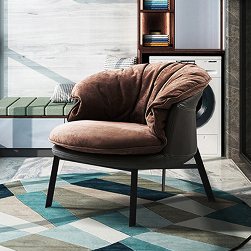 Solid Color Accent Room Chair Mid-century Living Room Lounge Chair Coffee Suede 1 Piece Clearhalo 'Accent Chairs' 'accent_chairs' 'Chairs & Seating' 'furn' 'furn_accent_chairs' 'Furniture' 'Living Room Furniture' 6478963