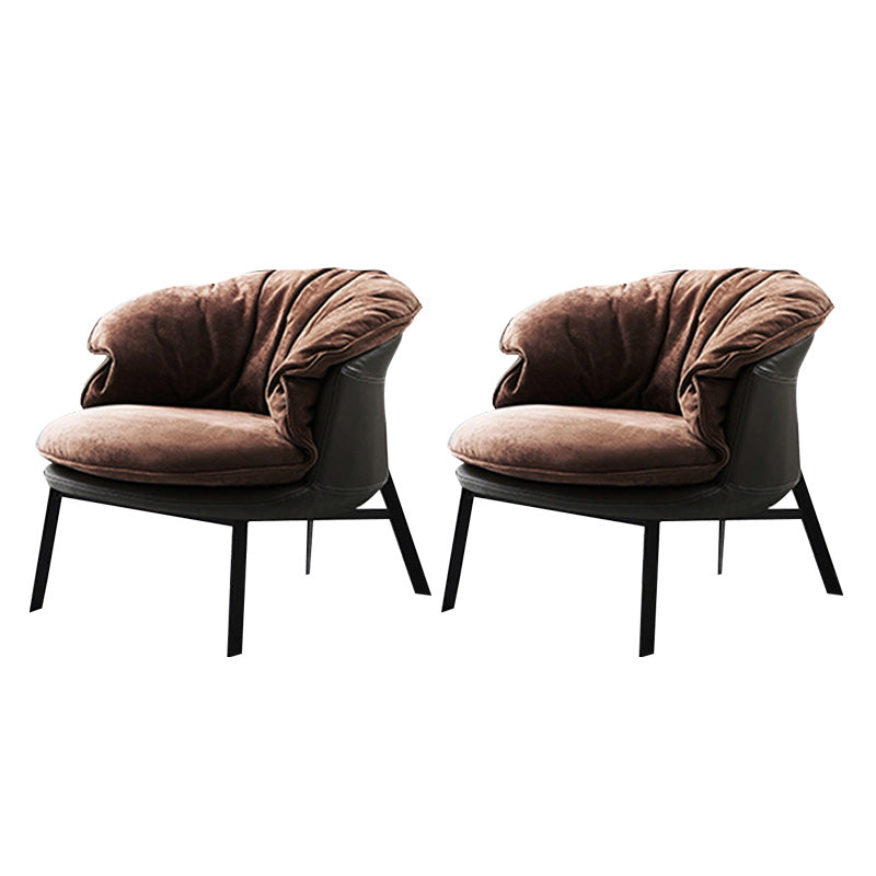 Solid Color Accent Room Chair Mid-century Living Room Lounge Chair Coffee Suede 2 Piece Set Clearhalo 'Accent Chairs' 'accent_chairs' 'Chairs & Seating' 'furn' 'furn_accent_chairs' 'Furniture' 'Living Room Furniture' 6478965