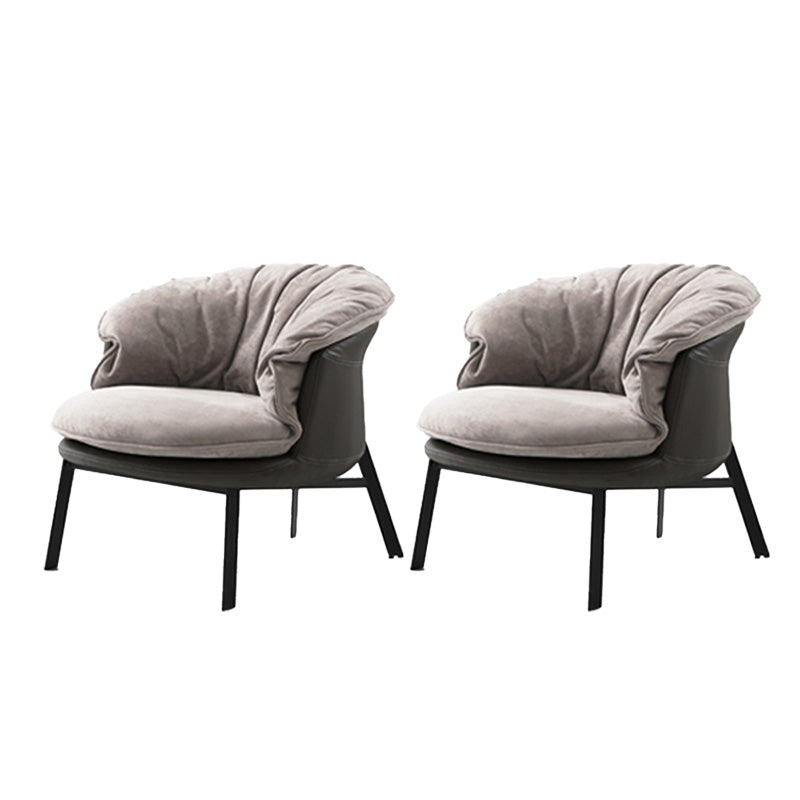 Solid Color Accent Room Chair Mid-century Living Room Lounge Chair Grey Suede 2 Piece Set Clearhalo 'Accent Chairs' 'accent_chairs' 'Chairs & Seating' 'furn' 'furn_accent_chairs' 'Furniture' 'Living Room Furniture' 6478971