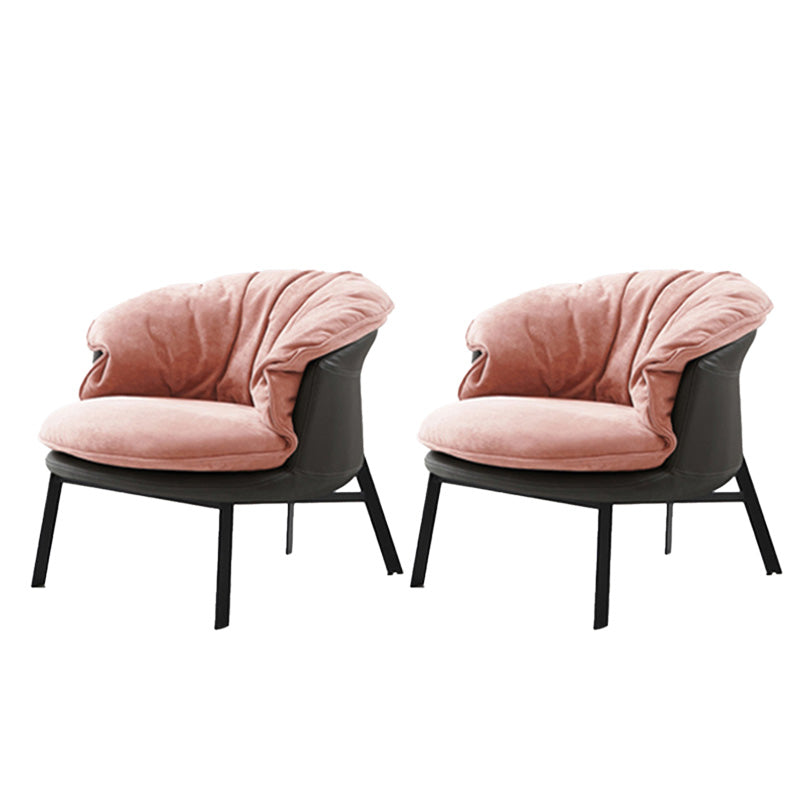 Solid Color Accent Room Chair Mid-century Living Room Lounge Chair Pink Suede 2 Piece Set Clearhalo 'Accent Chairs' 'accent_chairs' 'Chairs & Seating' 'furn' 'furn_accent_chairs' 'Furniture' 'Living Room Furniture' 6478972