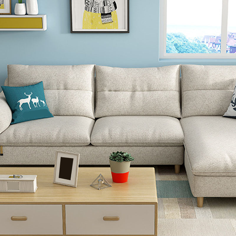 Scandinavian Sectional Sofa Fabric Storage Stationary Sectional Clearhalo 'furn' 'furn_sectionals' 'Furniture' 'Living Room Furniture' 'Sectionals' 6478983