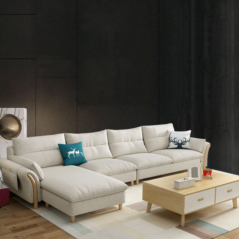 Scandinavian Sectional Sofa Fabric Storage Stationary Sectional Clearhalo 'furn' 'furn_sectionals' 'Furniture' 'Living Room Furniture' 'Sectionals' 6478985
