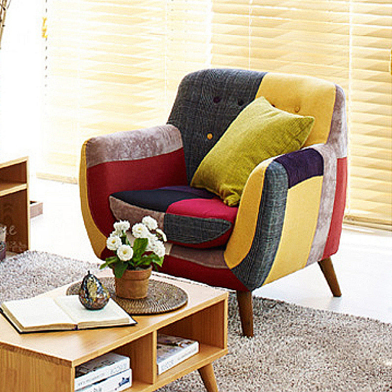 Canapé à bras évasé Coton Caston résistant aux taches pour le salon