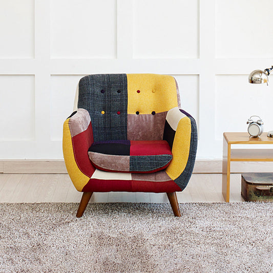 Flared Arm Sofa Cotton Stain Resistant Settee for Living Room