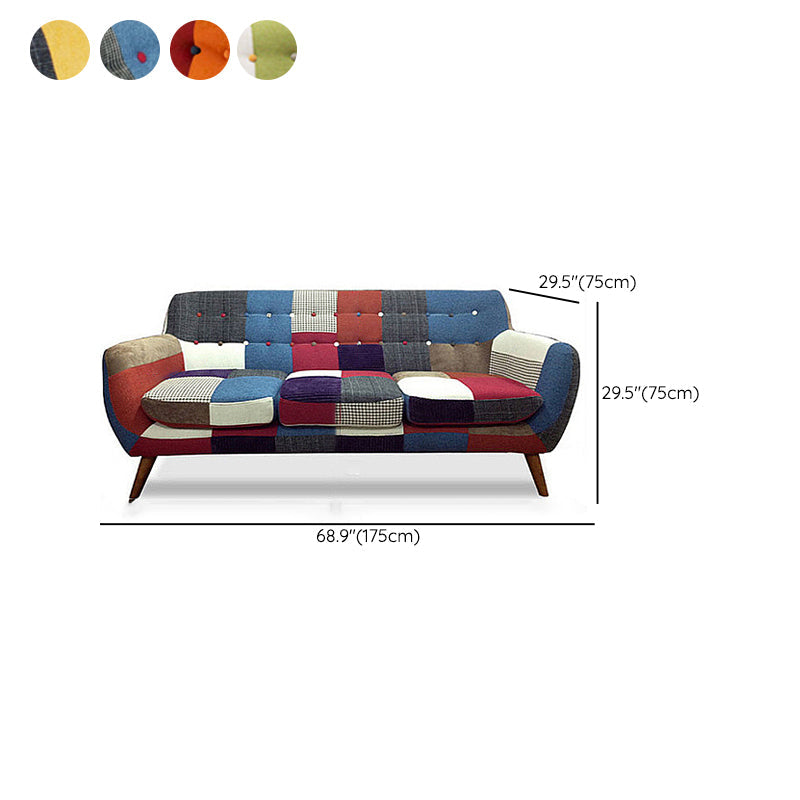 Flared Arm Sofa Cotton Stain Resistant Settee for Living Room