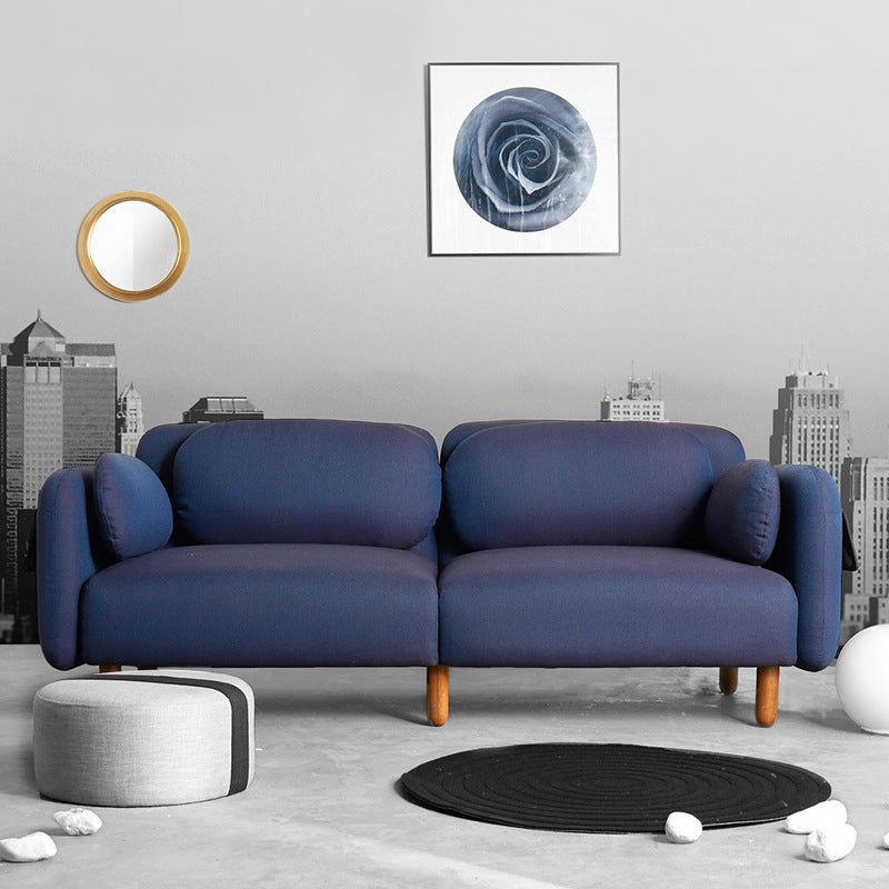 Sewn Pillow Back Fabric Settee Solid Color Stain Resistant Sofa for Bonus Room