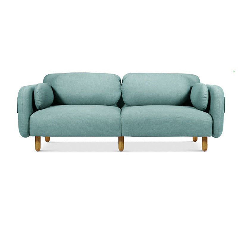 Sewn Pillow Back Fabric Settee Solid Color Stain Resistant Sofa for Bonus Room