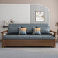 Convertible Square Arm Sofa with Pillows Faux Leather Sofa Bed in Blue Clearhalo 'furn' 'furn_sofas' 'Furniture' 'Living Room Furniture' 'Sofa' 'sofas' 6479018