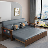 Convertible Square Arm Sofa with Pillows Faux Leather Sofa Bed in Blue Clearhalo 'furn' 'furn_sofas' 'Furniture' 'Living Room Furniture' 'Sofa' 'sofas' 6479019