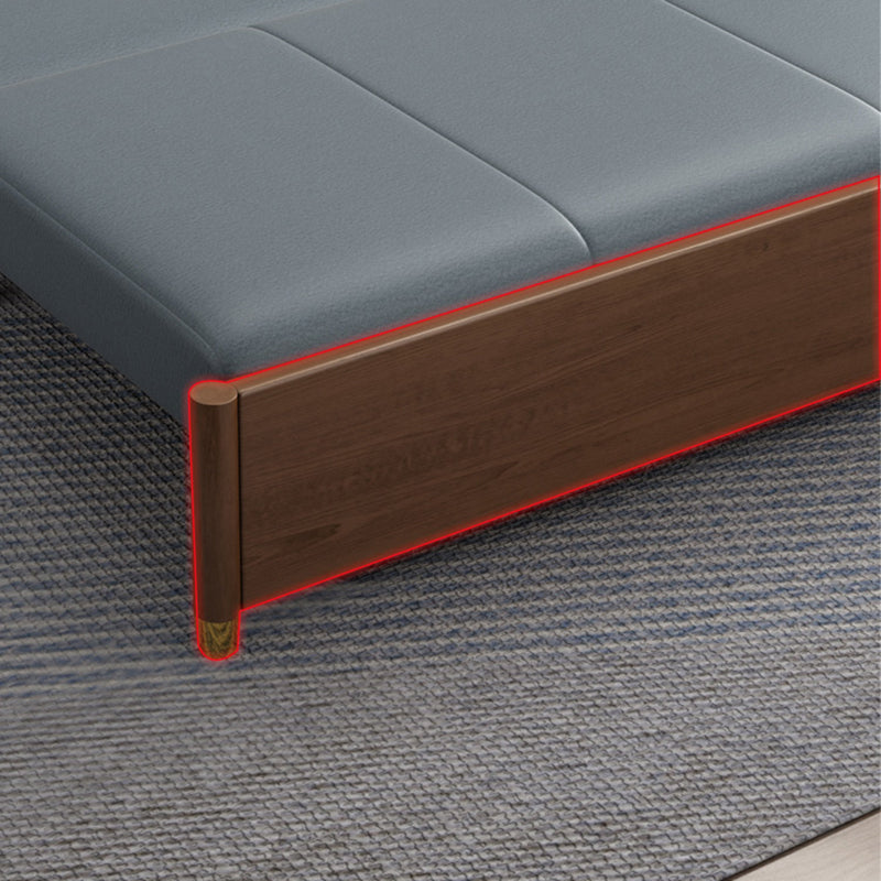 Convertible Square Arm Sofa with Pillows Faux Leather Sofa Bed in Blue Clearhalo 'furn' 'furn_sofas' 'Furniture' 'Living Room Furniture' 'Sofa' 'sofas' 6479021