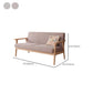 Solid Wood Solid Color Sofa Stationary Sewn Pillow Back Settee for Living Room