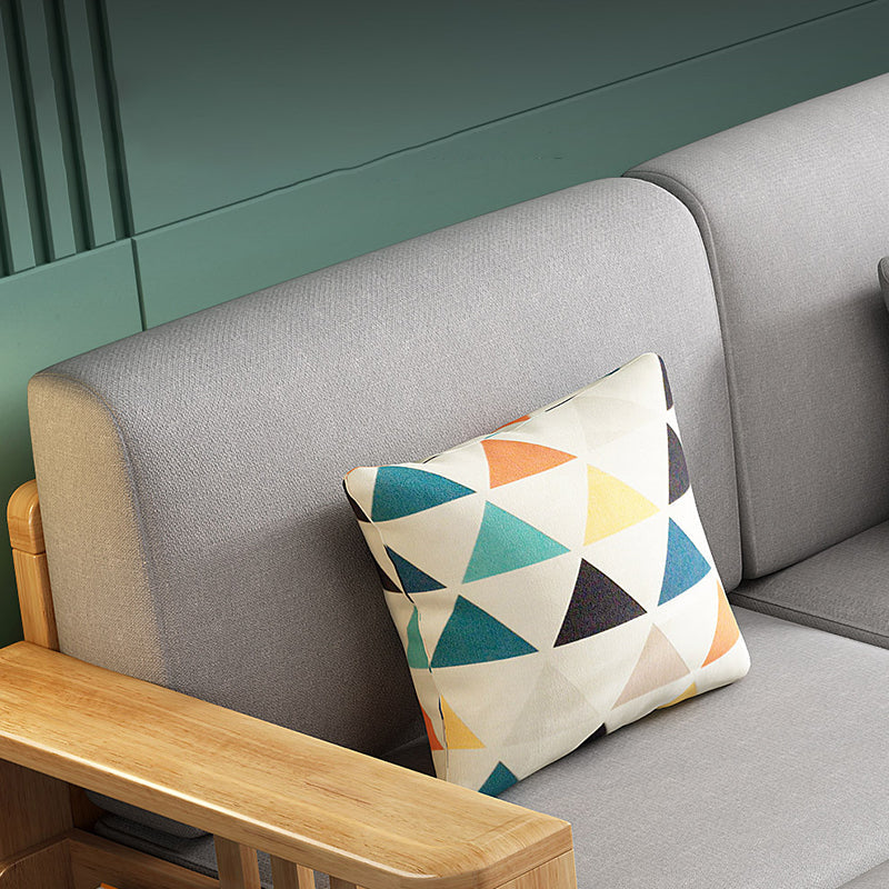 Stationary Cotton Sofa Standard Sewn Pillow Back Sofa for Living Room