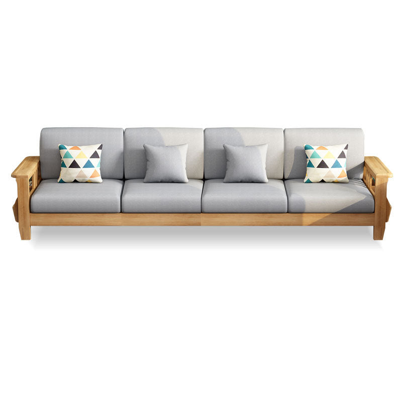 Stationary Cotton Sofa Standard Sewn Pillow Back Sofa for Living Room