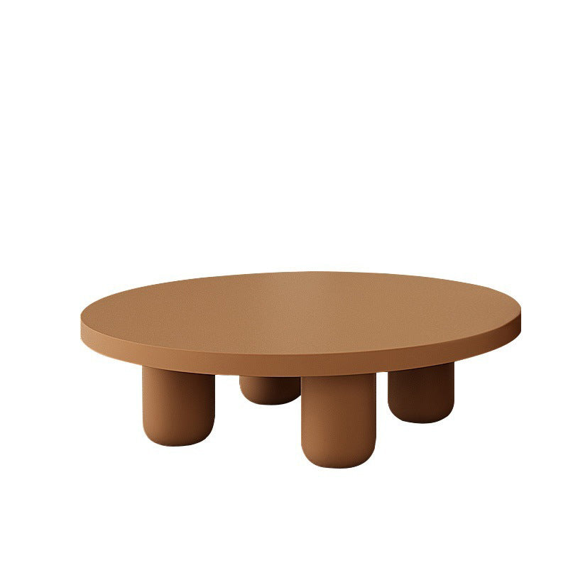 Mesa de centro de 4 patas, mesa de cóctel de madera con tapa redonda para sala de estar