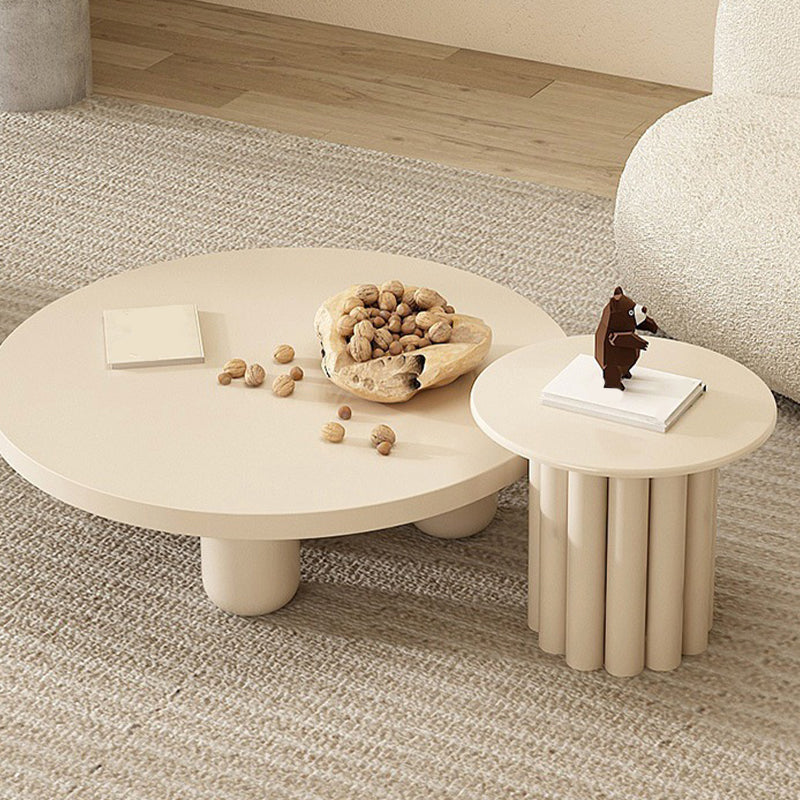 Mesa de centro de 4 patas, mesa de cóctel de madera con tapa redonda para sala de estar