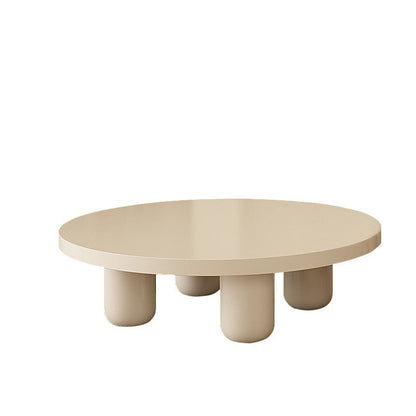 Mesa de centro de 4 patas, mesa de cóctel de madera con tapa redonda para sala de estar