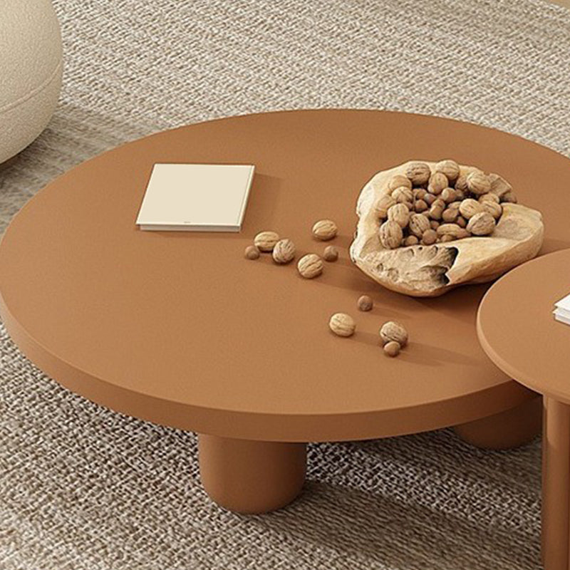 Mesa de centro de 4 patas, mesa de cóctel de madera con tapa redonda para sala de estar