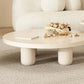 Mesa de centro de 4 patas, mesa de cóctel de madera con tapa redonda para sala de estar