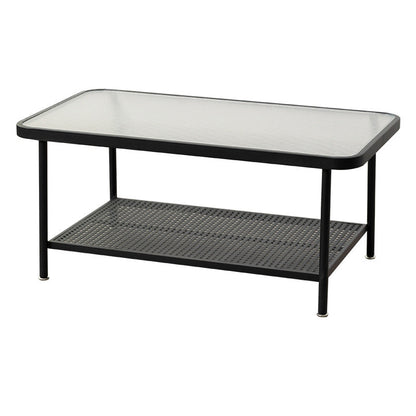 Eigentijdse rechthoekige salontafel met glazen blad en 1 plank