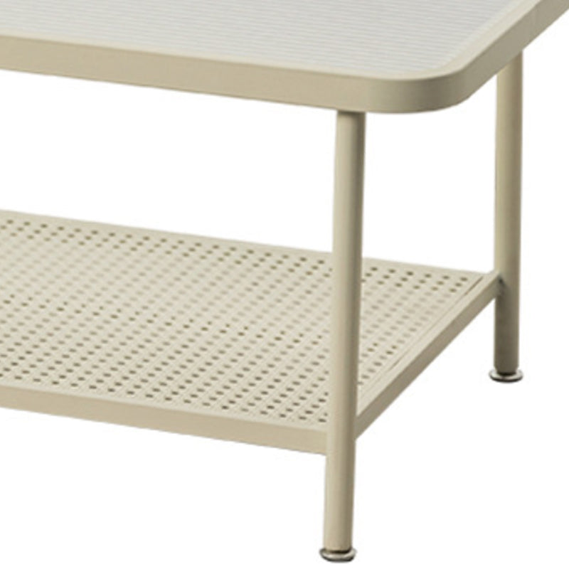 Eigentijdse rechthoekige salontafel met glazen blad en 1 plank