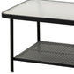 Eigentijdse rechthoekige salontafel met glazen blad en 1 plank