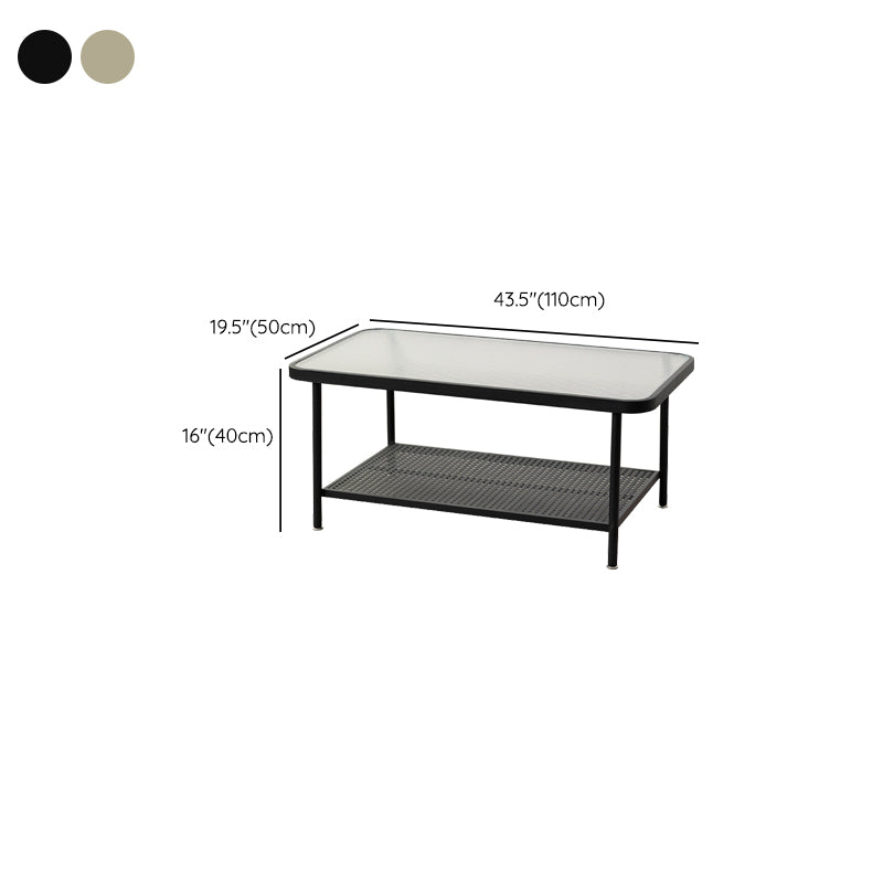 Eigentijdse rechthoekige salontafel met glazen blad en 1 plank