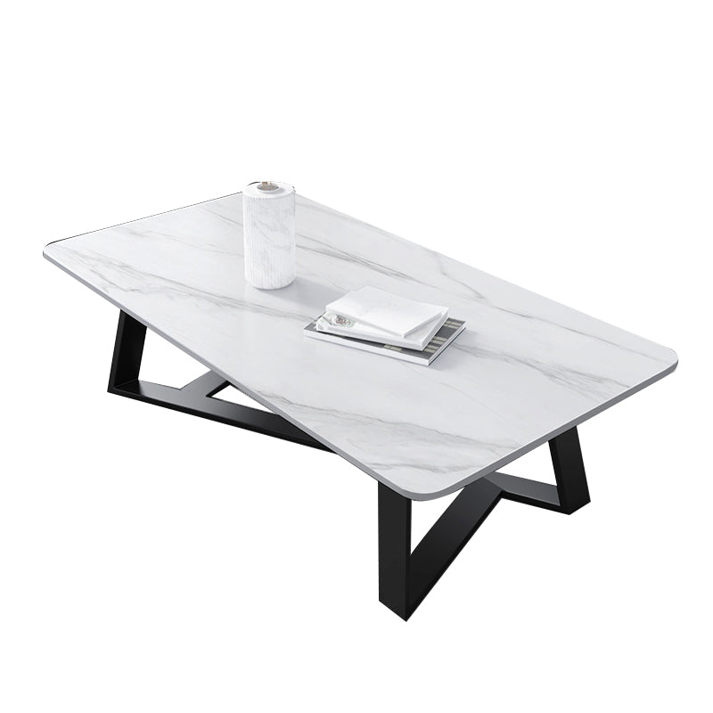 X-Base Coffee Cocktail Table Rectangle Coffee Table with Marble Top Clearhalo 'Coffee & Accent Tables' 'Coffee Tables' 'coffee_tables' 'furn' 'furn_coffee_tables' 'Furniture' 'Living Room Furniture' 6479124