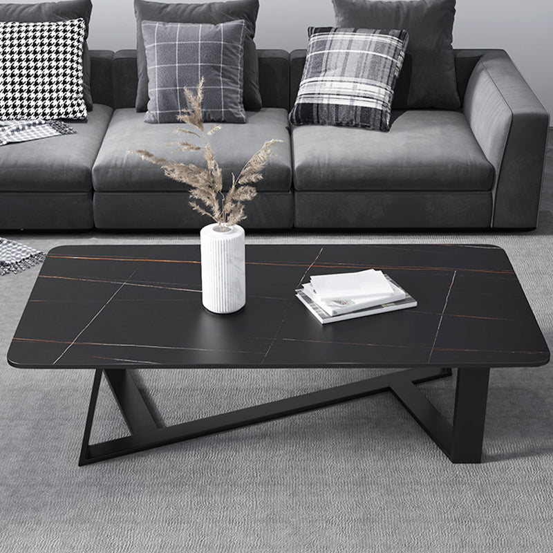 X-Base Coffee Cocktail Table Rectangle Coffee Table with Marble Top Clearhalo 'Coffee & Accent Tables' 'Coffee Tables' 'coffee_tables' 'furn' 'furn_coffee_tables' 'Furniture' 'Living Room Furniture' 6479129