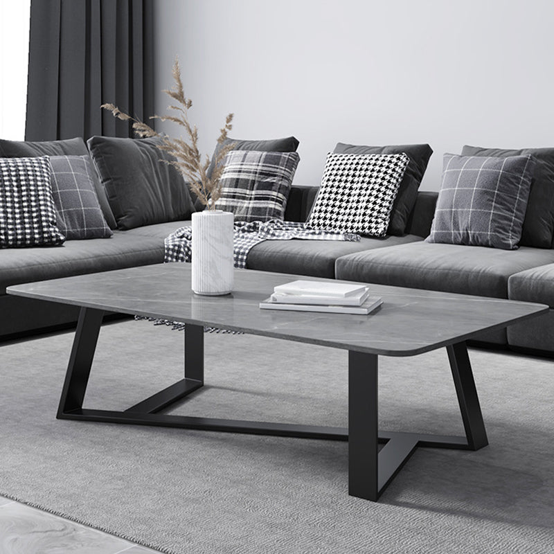 X-Base Coffee Cocktail Table Rectangle Coffee Table with Marble Top Clearhalo 'Coffee & Accent Tables' 'Coffee Tables' 'coffee_tables' 'furn' 'furn_coffee_tables' 'Furniture' 'Living Room Furniture' 6479130