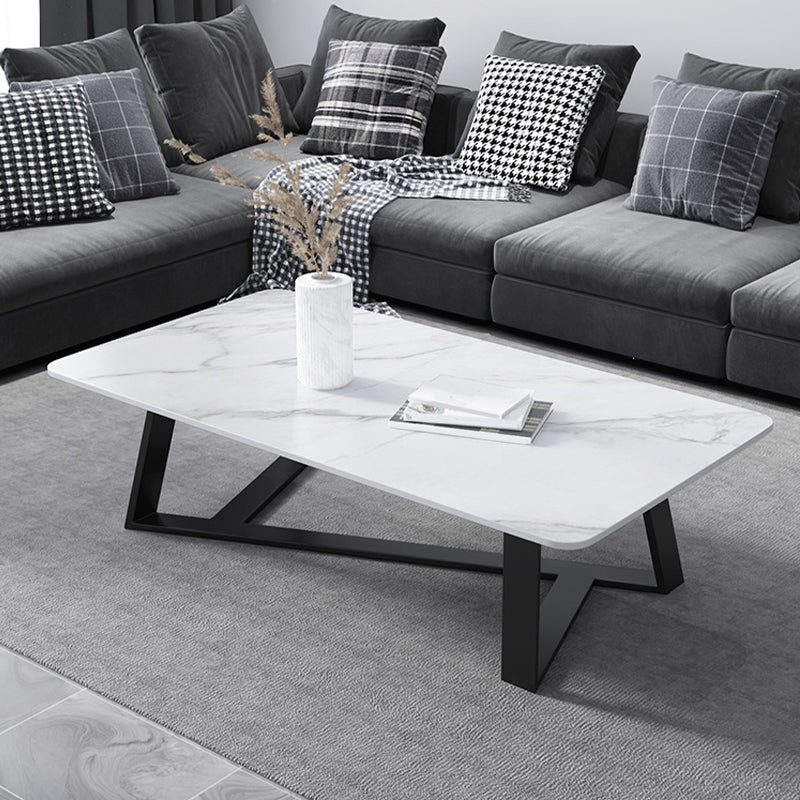 X-Base Coffee Cocktail Table Rectangle Coffee Table with Marble Top Clearhalo 'Coffee & Accent Tables' 'Coffee Tables' 'coffee_tables' 'furn' 'furn_coffee_tables' 'Furniture' 'Living Room Furniture' 6479131