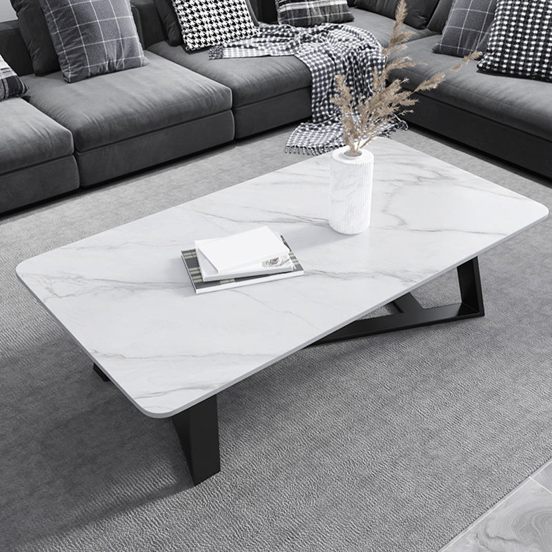 X-Base Coffee Cocktail Table Rectangle Coffee Table with Marble Top Clearhalo 'Coffee & Accent Tables' 'Coffee Tables' 'coffee_tables' 'furn' 'furn_coffee_tables' 'Furniture' 'Living Room Furniture' 6479132