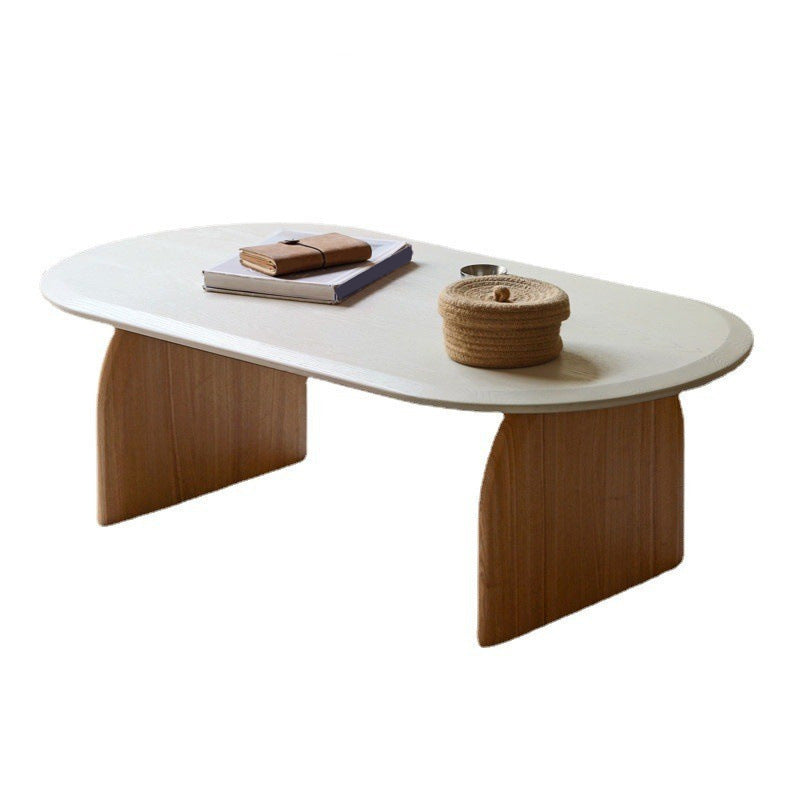 Scandinavian Pine Wood Coffee Table with Sled Base Oval Coffee Table 51"L x 24"W x 14"H Clearhalo 'Coffee & Accent Tables' 'Coffee Tables' 'coffee_tables' 'furn' 'furn_coffee_tables' 'Furniture' 'Living Room Furniture' 6479139