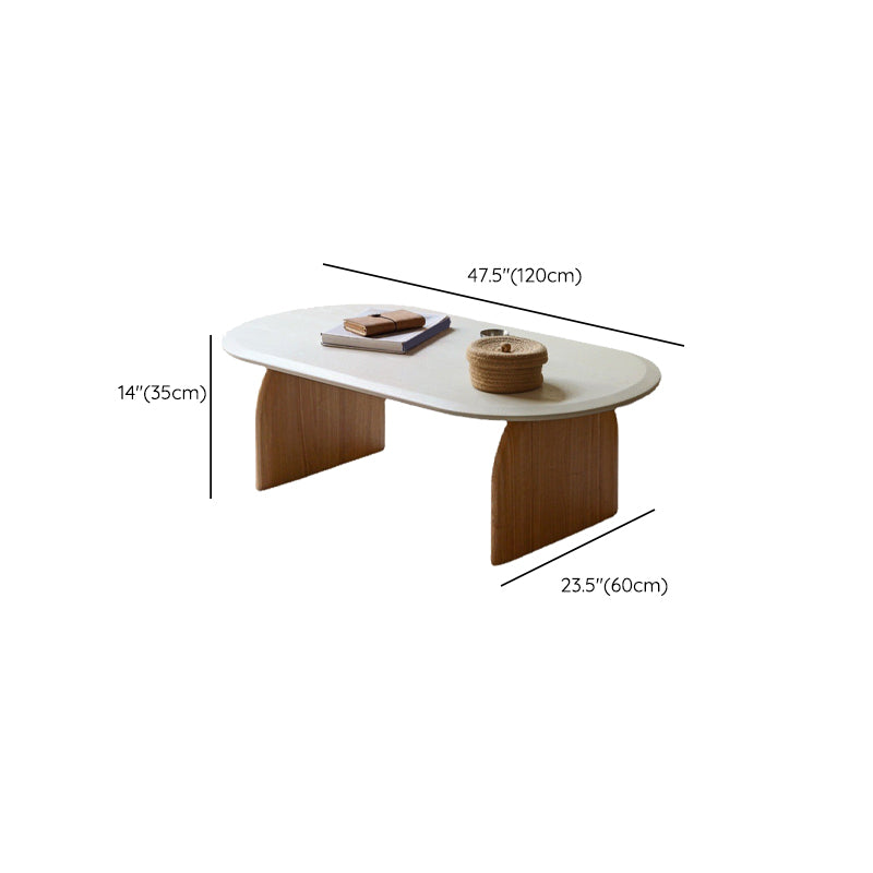 Scandinavian Pine Wood Coffee Table with Sled Base Oval Coffee Table Clearhalo 'Coffee & Accent Tables' 'Coffee Tables' 'coffee_tables' 'furn' 'furn_coffee_tables' 'Furniture' 'Living Room Furniture' 6479145