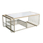 Mesa de centro rectangular Glam con 3 estantes y mesa de cóctel con tapa de mármol
