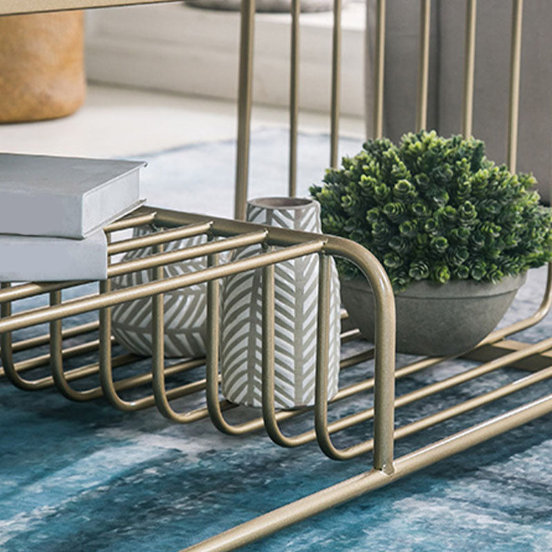 Mesa de centro rectangular Glam con 3 estantes y mesa de cóctel con tapa de mármol