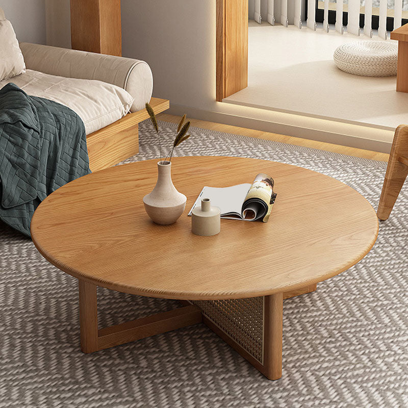 Round Solid Wood Coffee Table Cross Legs Coffee Cocktail Table Clearhalo 'Coffee & Accent Tables' 'Coffee Tables' 'coffee_tables' 'furn' 'furn_coffee_tables' 'Furniture' 'Living Room Furniture' 6479219
