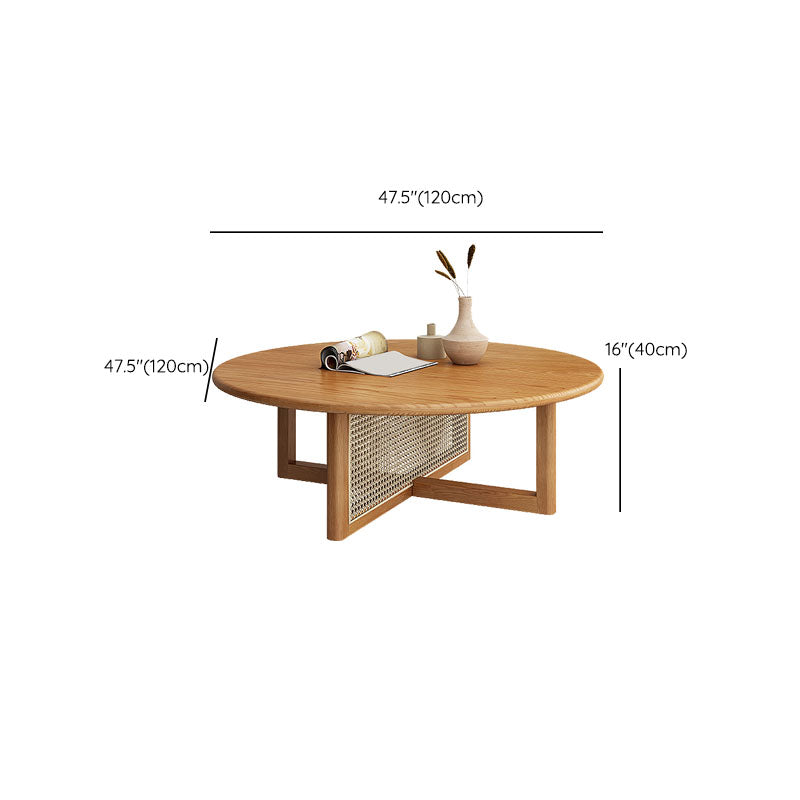 Round Solid Wood Coffee Table Cross Legs Coffee Cocktail Table Clearhalo 'Coffee & Accent Tables' 'Coffee Tables' 'coffee_tables' 'furn' 'furn_coffee_tables' 'Furniture' 'Living Room Furniture' 6479228