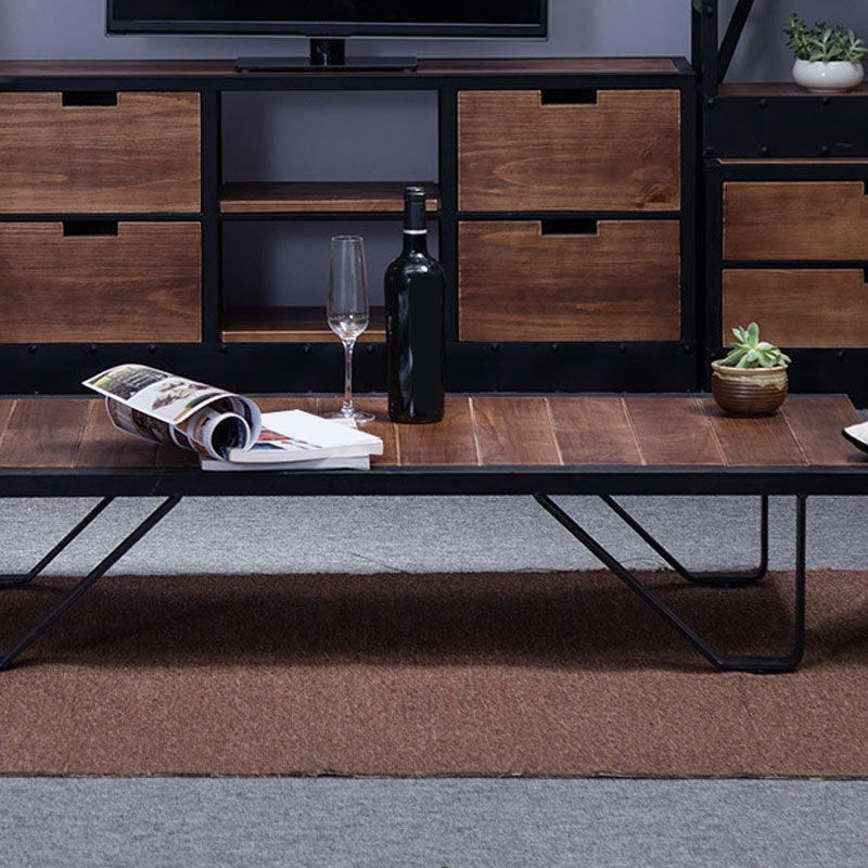 Rectangle Solid Wood Coffee Table Modern 4 Legs Coffee Cocktail Table