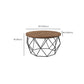 Contemporary Solid Wood Coffee Table with Round Top and Metal Base