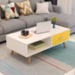 16.53" Tall Rectangle Coffee Table Wooden 4 Legs Cocktail Table with Storage White Yellow Clearhalo 'Coffee & Accent Tables' 'Coffee Tables' 'coffee_tables' 'furn' 'furn_coffee_tables' 'Furniture' 'Living Room Furniture' 6479260