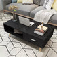 16.53" Tall Rectangle Coffee Table Wooden 4 Legs Cocktail Table with Storage Black Clearhalo 'Coffee & Accent Tables' 'Coffee Tables' 'coffee_tables' 'furn' 'furn_coffee_tables' 'Furniture' 'Living Room Furniture' 6479268