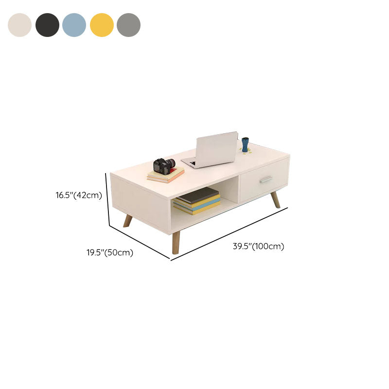 16.53" Tall Rectangle Coffee Table Wooden 4 Legs Cocktail Table with Storage Clearhalo 'Coffee & Accent Tables' 'Coffee Tables' 'coffee_tables' 'furn' 'furn_coffee_tables' 'Furniture' 'Living Room Furniture' 6479269