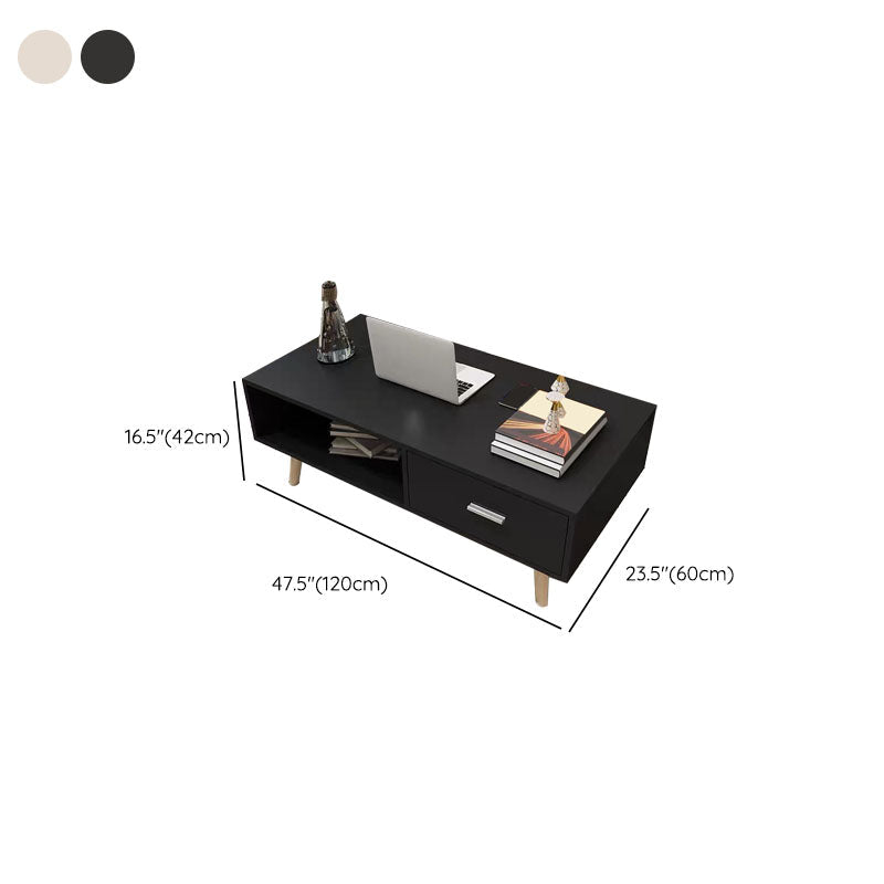 16.53" Tall Rectangle Coffee Table Wooden 4 Legs Cocktail Table with Storage Clearhalo 'Coffee & Accent Tables' 'Coffee Tables' 'coffee_tables' 'furn' 'furn_coffee_tables' 'Furniture' 'Living Room Furniture' 6479272