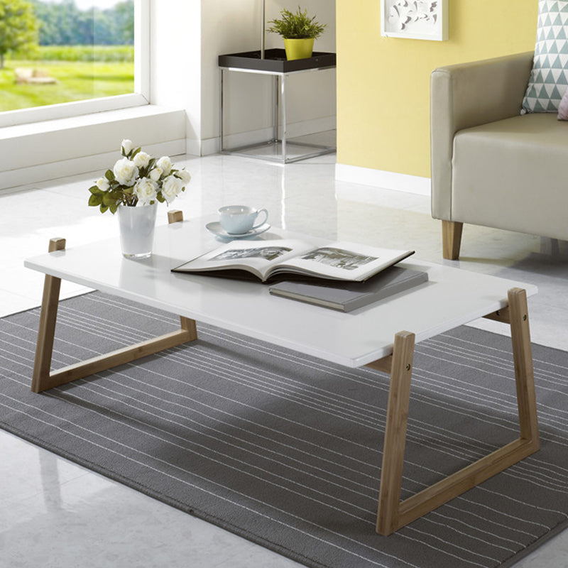 Mesa de centro rectangular contemporánea con tapa, mesa de cóctel con trineo de madera