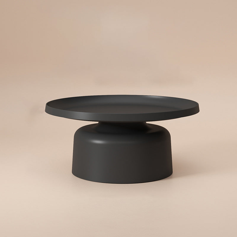 Runder Mid-Century Modern Couchtisch aus Metall mit Sockel und Tablettplatte